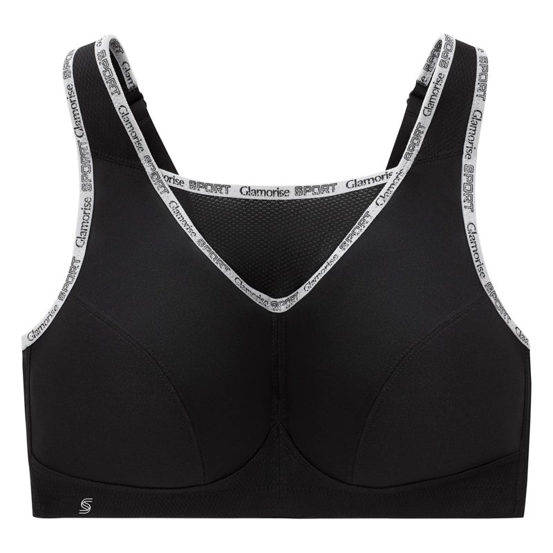 Glamorise Full Figure Plus Size No-Bounce Camisole Sports Bra Wirefree #1066 Black - Image 3